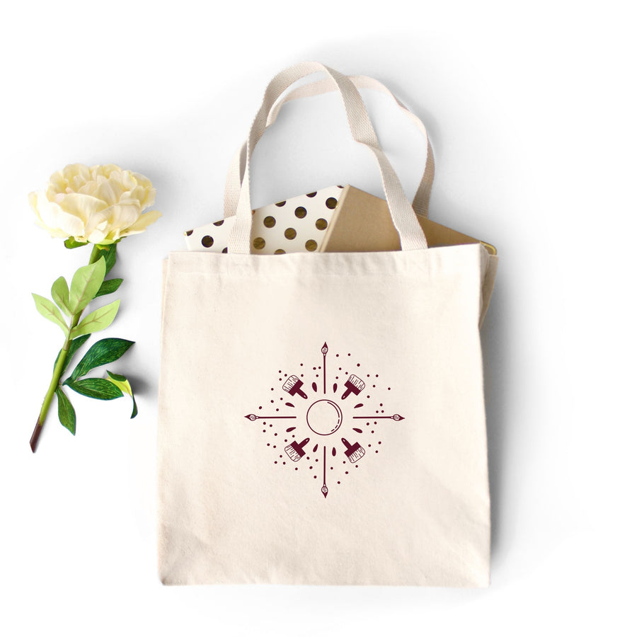 Embroidered Line Art Tote Bag - Opal Crown
