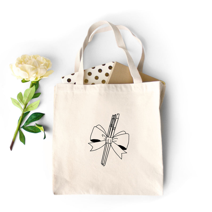Paint Brushes with Bow Tote Bag